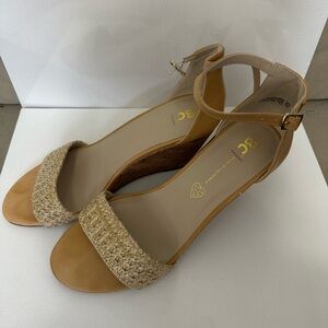BC Tan Woven Strap Wedge Sandals